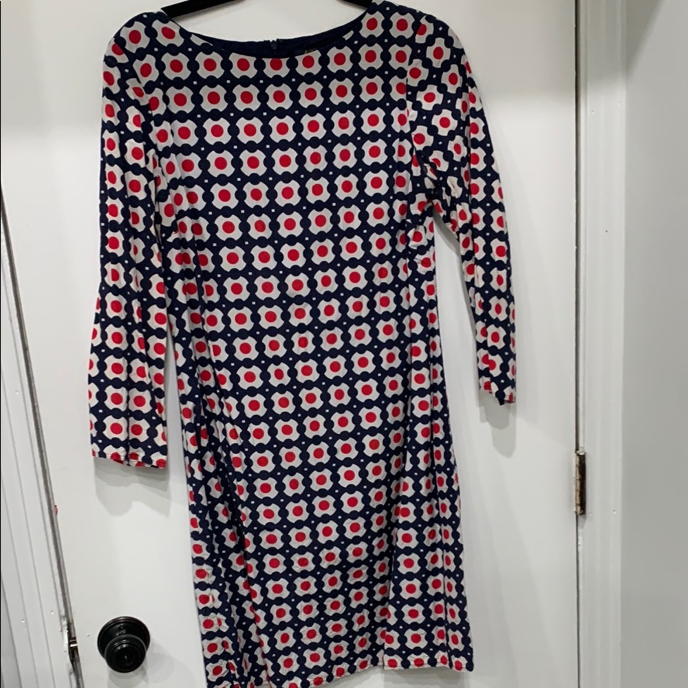 Brooks Brothers Navy and Red Floral Pattern Dress